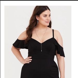 Cold shoulder ponte jumpsuit